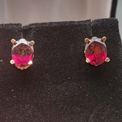 Garnet Post Earrings, Oval-Cut