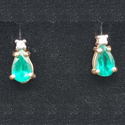 Lab Emeralds with Diamond Accents Earrings