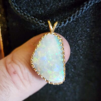 Australian Crystal Free-Form Shaped Pendant, Yellow Gold