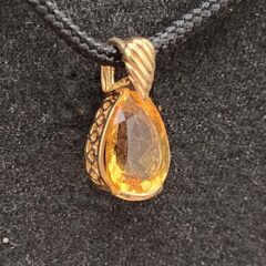 Citrine Gold Pendant, Pear-Shaped