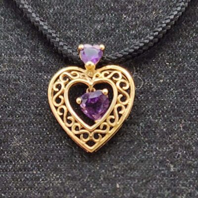 Amethyst Filagree Heart Pendant