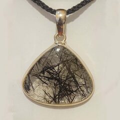 Tourmalinated Quartz Pendant, Triangular