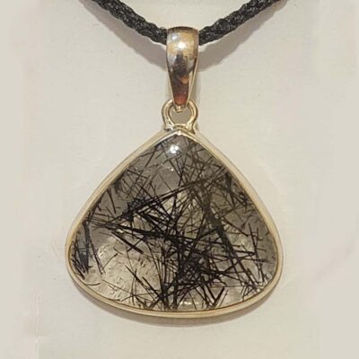 Tourmalinated Quartz Pendant, Triangular