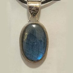 Blue Labrodorite Baroque Style Pendant