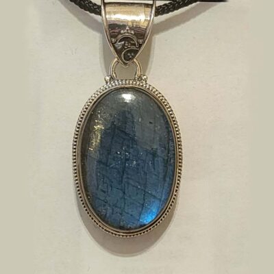 Blue Labrodorite Baroque Style Pendant