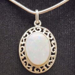 Hand-Cut White Opal Pendant