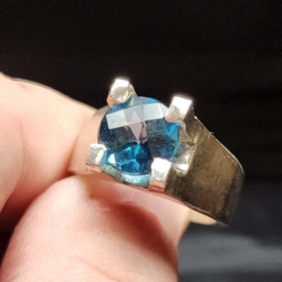 Men’s Sterling Silver Topaz Solitaire