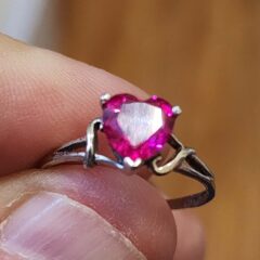 Ruby Heart Sterling Silver Ring