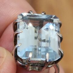 Emerald-Cut Silver Blue Topaz Ring
