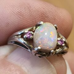 Oval-Cut Semi-Crystal Opal Ring