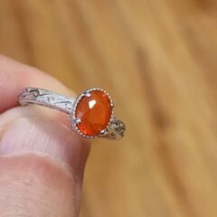 Orange Oval Mexican Fire Opal Ring