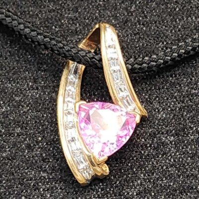 Pink Sapphire Trillion Pendant