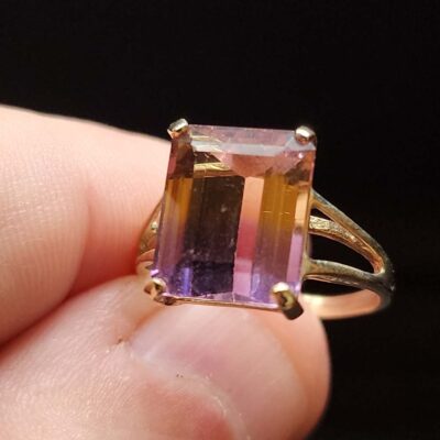 Ametrine Gold Ring, Emerald Cut